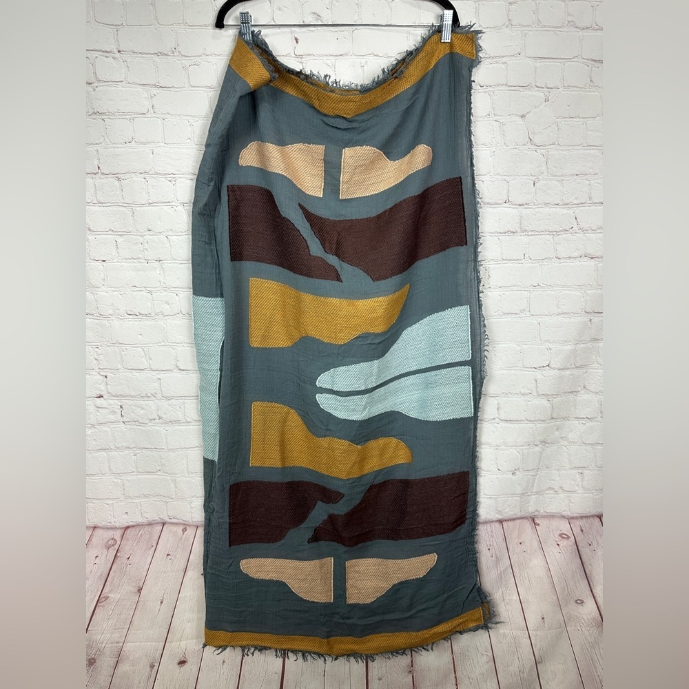 Universal Thread gray browns cotton‎ blend square scarf wrap 52" x 50" GUC